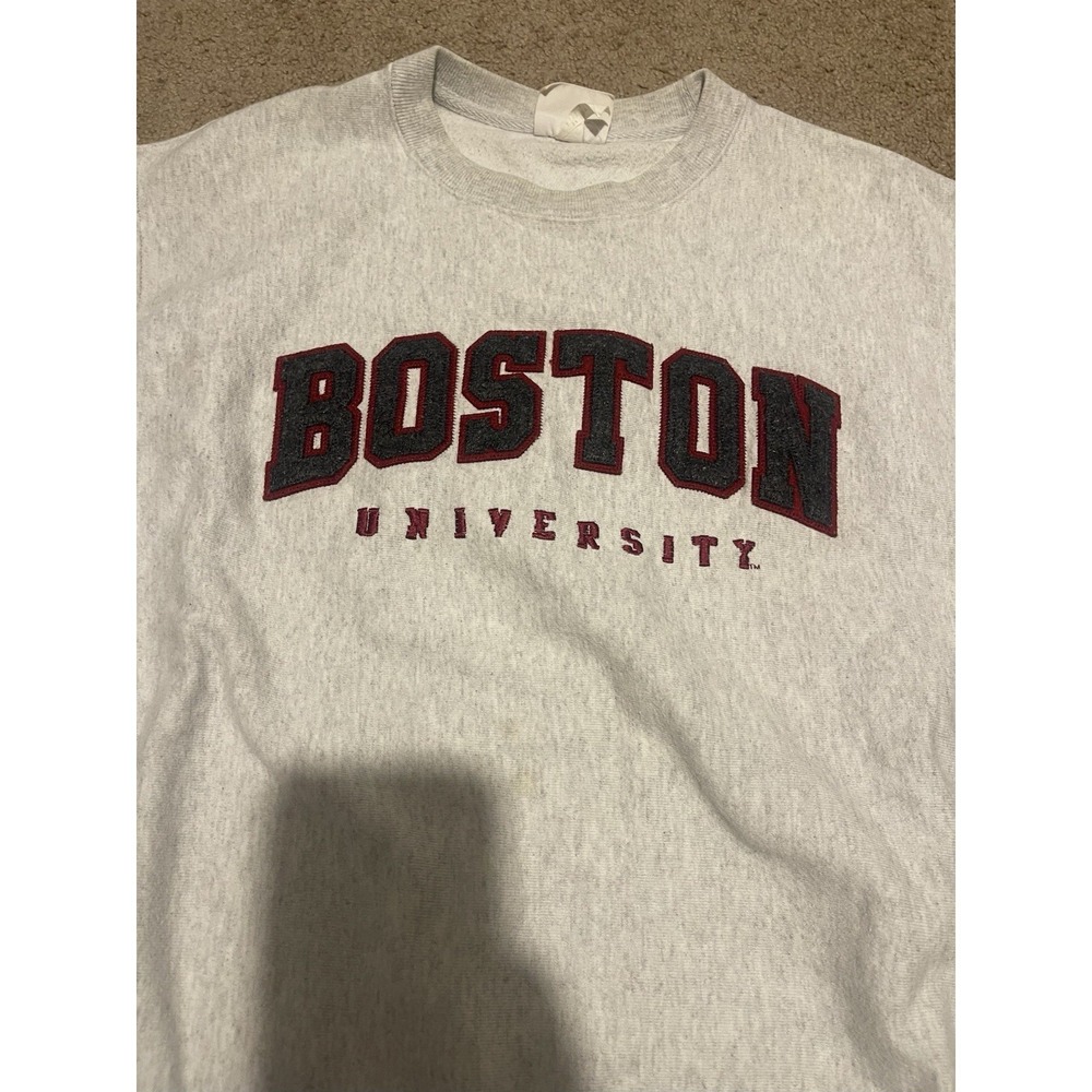VTG Champion Reverse Weave Crew Neck Sweater Boston University Medium - Picture 3 of 12